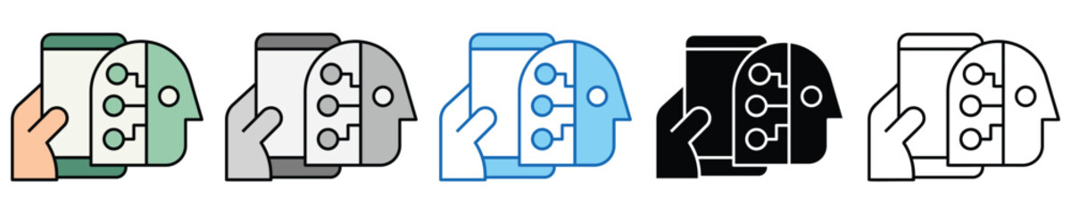 Fototapete - Robot Icons Set – Editable Vector Icons in Multiple Styles