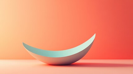 Poster - A minimalist bowl with a curved design rests against a peachy background, creating a serene and modern aesthetic.