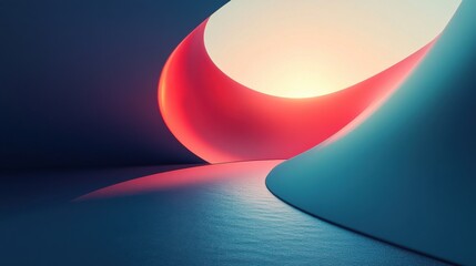 Poster - A vibrant, abstract scene featuring smooth curves and a glowing light effect, creating a sense of depth and tranquility.