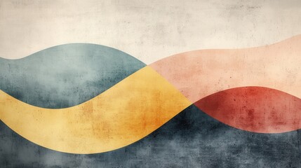 Poster - Abstract waves of color in muted tones create a dynamic yet calming visual, blending soft curves and textures harmoniously.