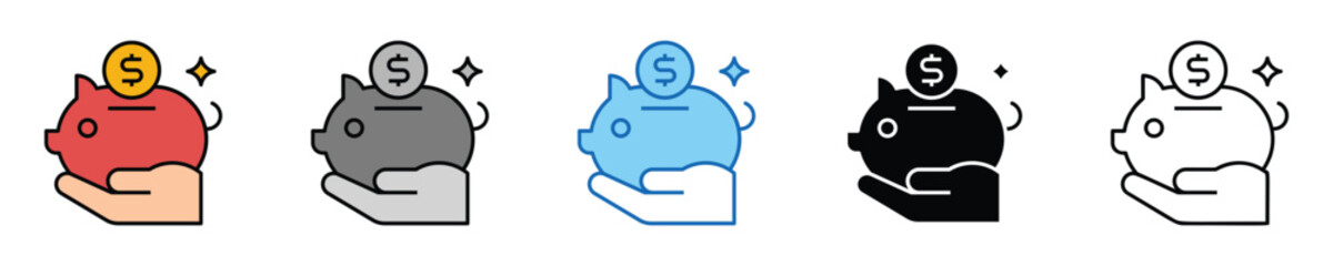 Aufkleber - Savings Icons Set – Editable Vector Icons in Multiple Styles