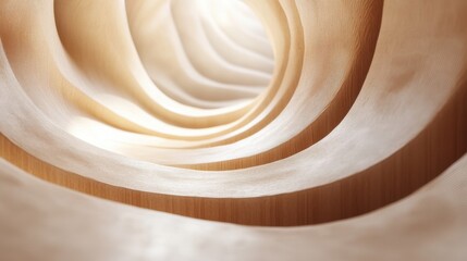 Poster - A mesmerizing spiral of soft, light wood textures creates a calming, organic tunnel effect, evoking a sense of warmth and tranquility.