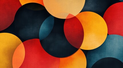 Poster - A vibrant abstract pattern featuring overlapping circles in various colors, creating a dynamic and modern visual effect.