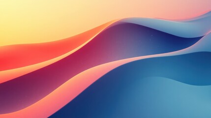 Poster - A vibrant, abstract wave pattern blending soft pinks and blues, creating a fluid, serene visual experience.