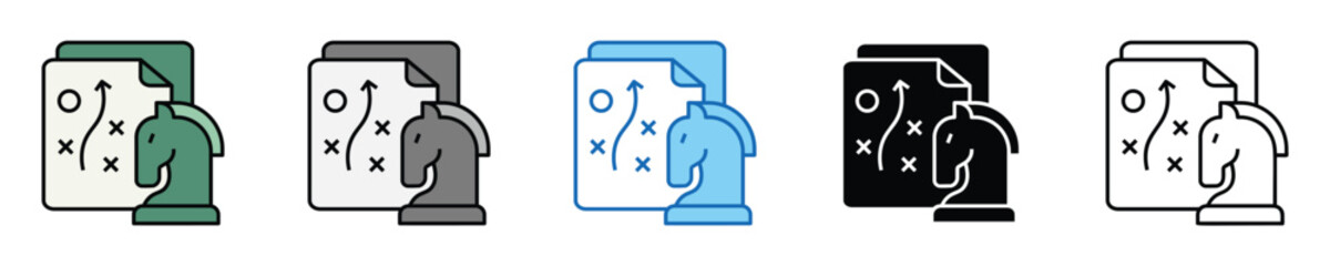 Fototapete - Strategy Icons Set – Editable Vector Icons in Multiple Styles