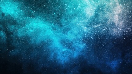 Poster - Luminous blue nebulae sprawling across dark cosmic expanse, surrounding scattered stellar points. Revealing infinite galactic depths with ethereal radiance and astronomical grandeur