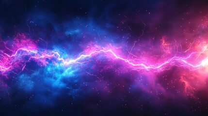 Poster - A vibrant cosmic scene featuring electric blue and pink lightning against a dark, nebulous background, evoking a sense of energy and otherworldliness.