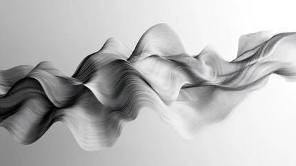 Poster - A flowing black and white wave pattern creates a sense of movement and depth, demonstrating elegance in abstract design.
