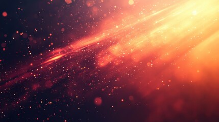 Poster - A vibrant, abstract image showcasing sparkling particles and streaks of light in warm hues, creating a dynamic and energetic atmosphere.