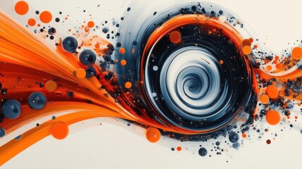 Poster - A vibrant abstract swirl featuring dynamic colors like orange, blue, and black, creating a sense of motion and energy.