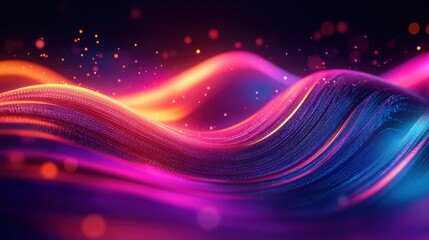 Poster - A vibrant, abstract wave of colors and light, blending pinks, purples, and blues, creating a dynamic and fluid visual experience.