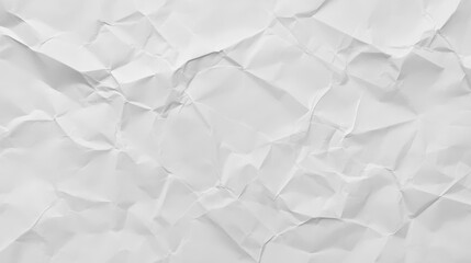 Poster - Crumpled white paper creates an uneven textured background, suitable for various design and artistic applications, adding depth and visual interest
