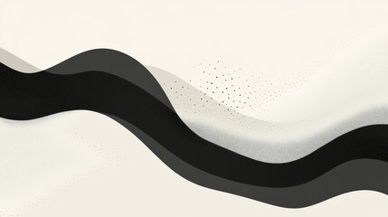 Poster - A smooth, abstract design featuring flowing black and gray waves on a light background, creating a modern and minimalist aesthetic.