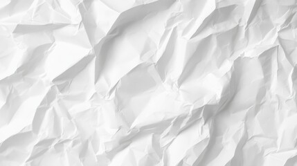 Poster - Crumpled white paper creating textured, abstract surface with dynamic shadows, serving as minimalist background for creative design projects