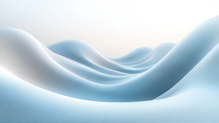 Poster - Soft, undulating waves of pale blue create a serene, abstract landscape, evoking calmness and tranquility.