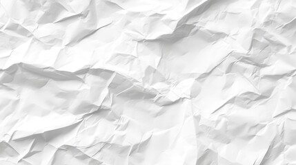 Poster - Crumpled white paper sheet with intricate surface texture, creating minimalist textural abstract background for graphic design needs