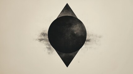 Poster - A minimalist artwork featuring a black circle surrounded by geometric shapes on a light background, evoking a sense of balance and simplicity.