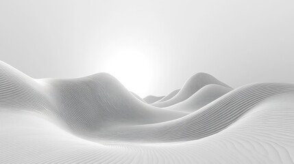 Poster - A serene, abstract landscape featuring undulating white hills and gentle lines, evoking a sense of tranquility and minimalism.
