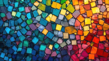 Poster - A vibrant mosaic artwork featuring an array of colorful tiles arranged in a dynamic, flowing pattern.