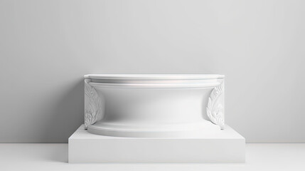 Poster - White classical pedestal or podium in the shape of ancient column in studio interior