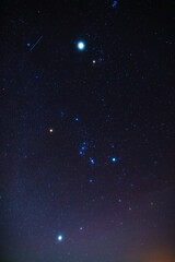 Canvas Print - real milky way stars and orion constellation photographed with a wide angle lens from a dark country