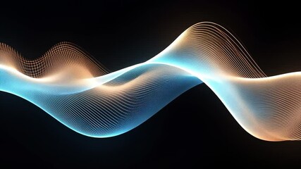 Poster - Abstract Wave Flow: Flowing lines in blue and gold create an ethereal, abstract wave pattern. The sleek, dynamic composition evokes movement and energy.