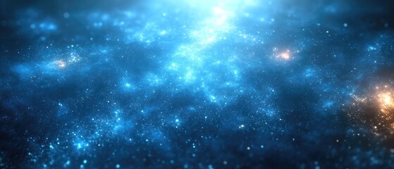 Wall Mural - abstract cosmic scene with luminous blue and golden particles scattered