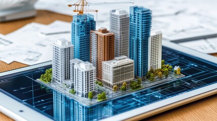 Poster - Land zoning map displayed on digital tablet showing different property types