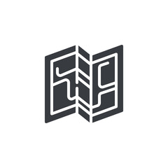 Poster - folded map vector icon