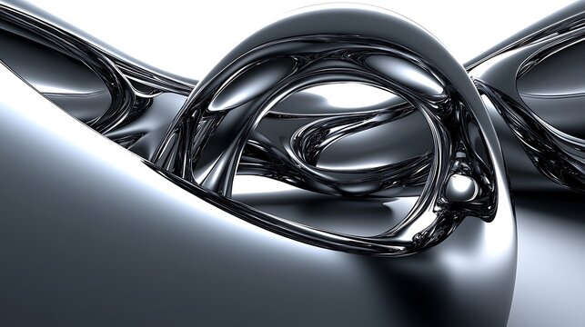 Intricate, polished metallic forms intertwining in a dynamic composition.