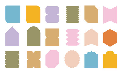 Aufkleber - Organic shapes with grain texture in pastel colors. Set of hand drawn irregular round and wavy blot forms. Doodle graphic vector elements for text and contemporary design. Abstract modern forms.