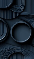 Poster - 3D Render, Dark Blue Abstract Geometric Minimal Background With Round Shapes , Modern Wallpaper