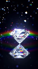 Aufkleber - A diamond is on a table. The diamond is in the center of the image. The diamond is surrounded by a rainbow
