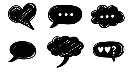 Poster - Set of hand-drawn speech bubbles and chat icons in various shapes, expressing communication and message concepts.