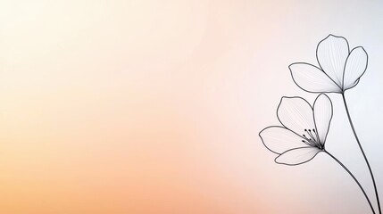 Aufkleber - A simple, elegant flower outline in a thin black line, placed on a soft-colored background, perfect for invitations, cards, or minimalist decor.