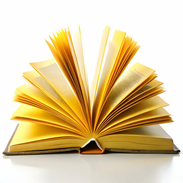 open yellow book on white background