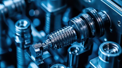 Poster - intricate close-up of precision metal components in machinery
