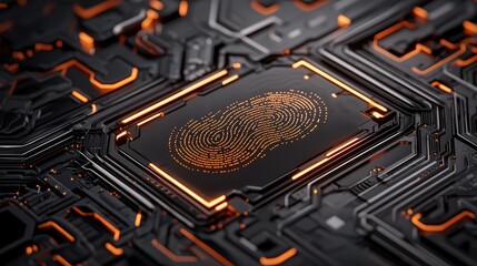 Poster - Abstract digital fingerprint on circuit background