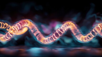 Poster - dynamic light waves abstract art digital visualization vibrant colors modern perspective energy flow