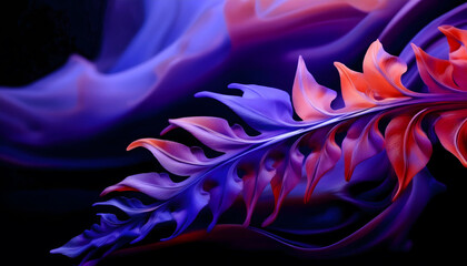 Aufkleber - Vibrant abstract leaf design with purple and red hues
