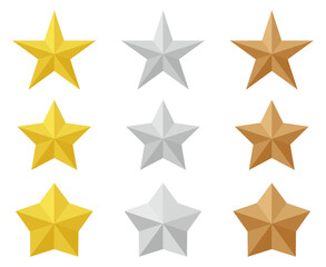 A set of cute gold, silver and bronze pop stars