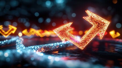Poster - Dynamic growth arrows indicating progress and change in a digital environment graphic representation futuristic vibe