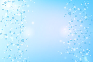 Poster - Molecular structure DNA, atom, neurons. Science concept for your design. Connected lines with dots. Medical, technology, chemistry, science background. Vector illustration