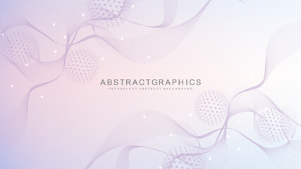 Aufkleber - Modern abstract molecules structure for science or medical background. DNA helix or atom visualization. Molecular wave flow abstract background. Vector illustration