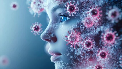 Poster - Smart nanobots depicted as microscopic microbes moving through the human body, illustrating the future of medical technology and nanomedicine in healthcare.