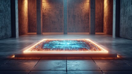 Leinwandbilder - Futuristic tech event abandoned structure digital art contemporary environment low angle view virtual reality concept