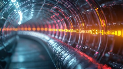 Leinwandbilder - Futuristic energy flow visualization high-tech tunnel digital art sci-fi environment abstract perspective innovation concept
