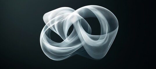 Poster - Abstract White Swirl, Wave of Light Twirling Energy on Black Backdrop Fluid Shape Design element.