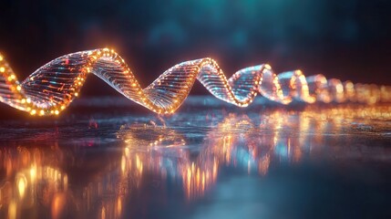 Aufkleber - Dynamic dna helix structure laboratory 3d visualization scientific environment close-up view genetic research concept