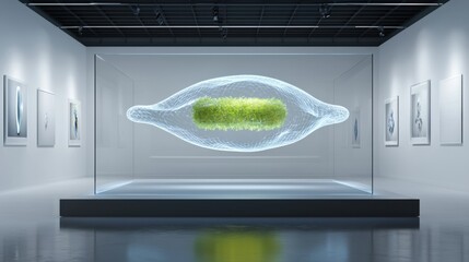 Poster - Innovative art installation showcasing bioluminescent concept contemporary gallery digital art modern setting immersive experience